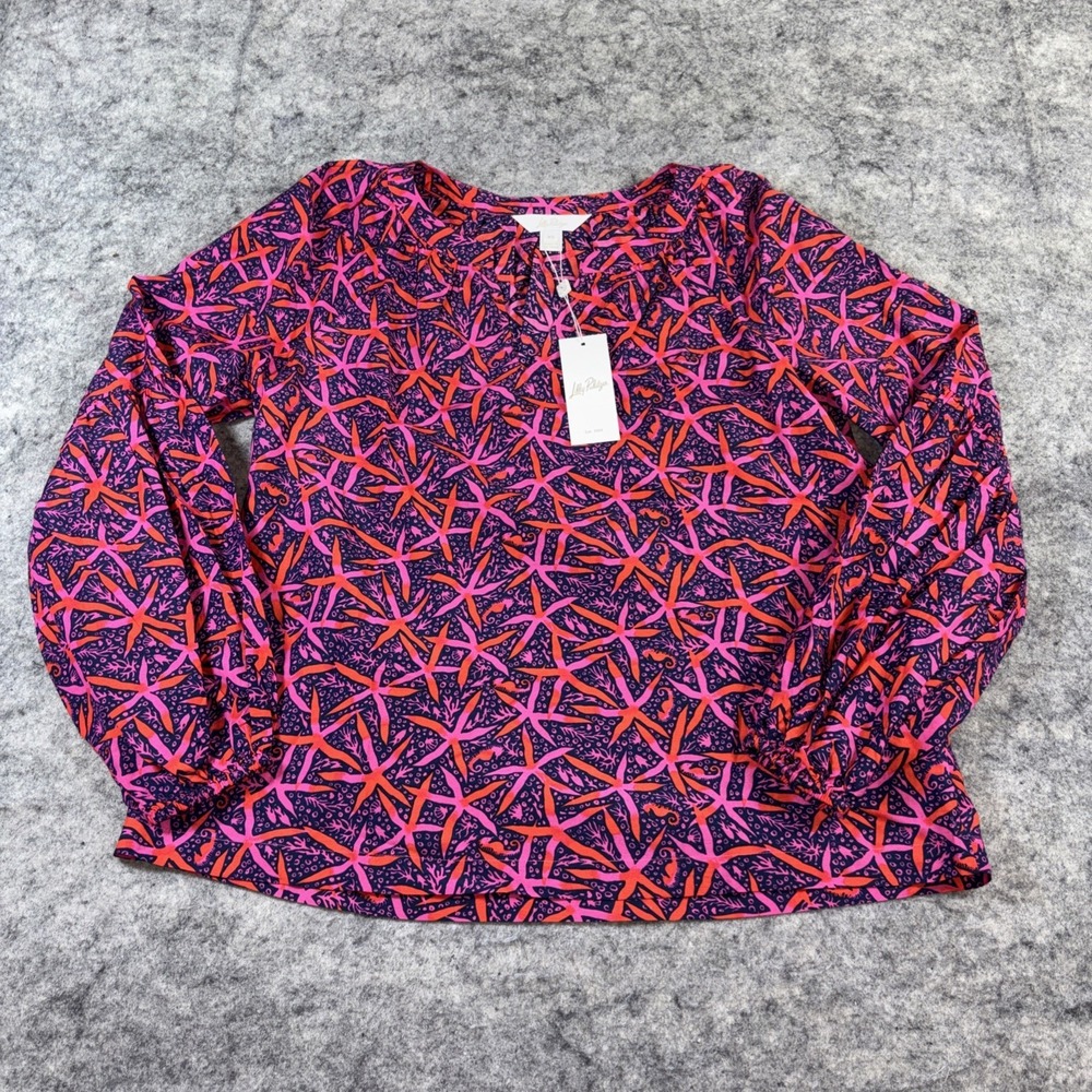 New Lilly Pulitzer Sullivan Top Women's‎ XS Passion Fruit Pink Star Searching